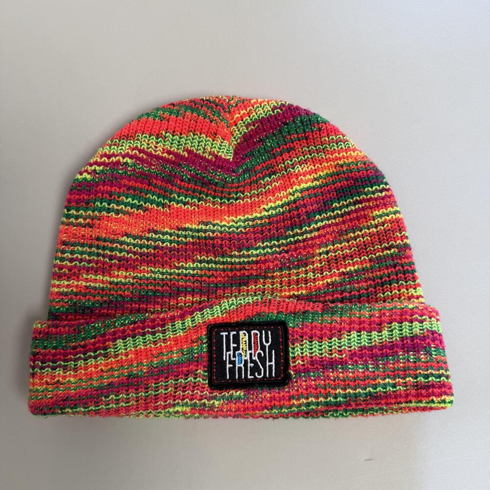 Teddy Fresh Hat Beanie Knit One Size Mens Multicolor Striped Acrylic Winter